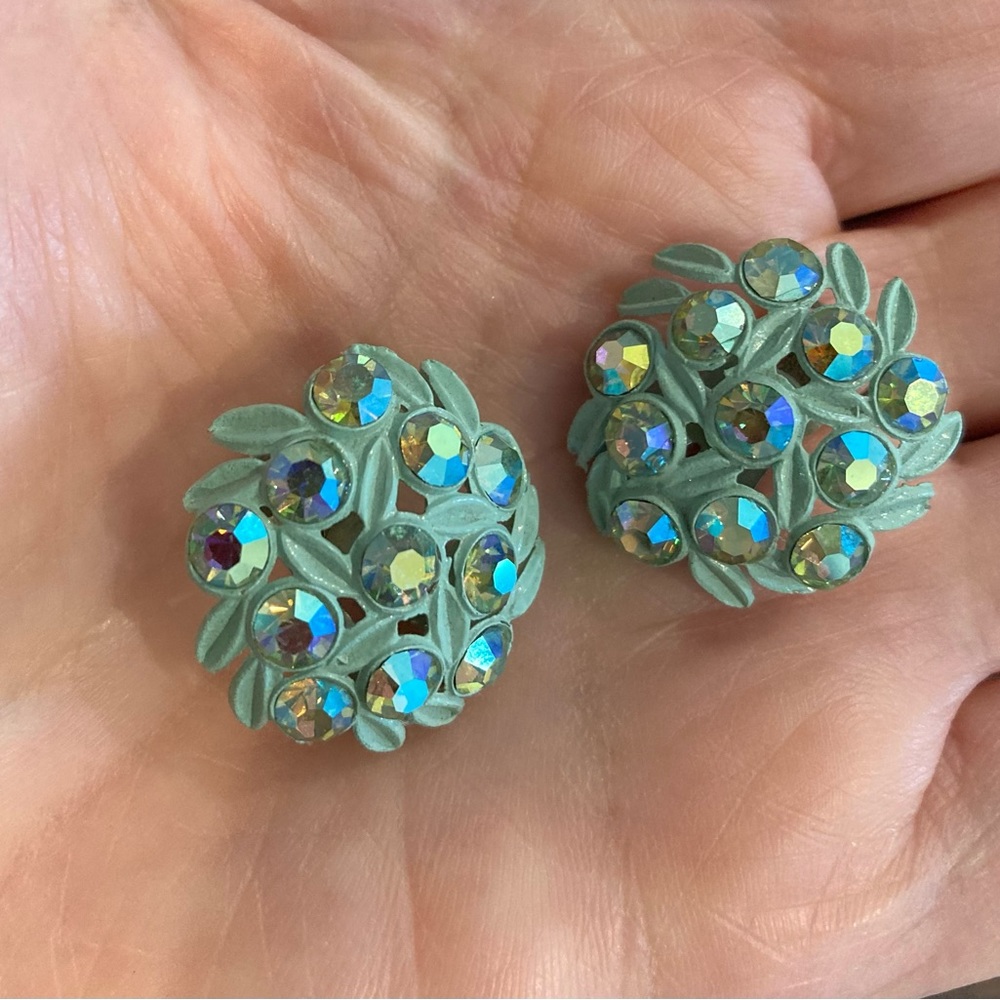 Earrings. Clip. Beautiful mild Blue with Stones.NWOT.